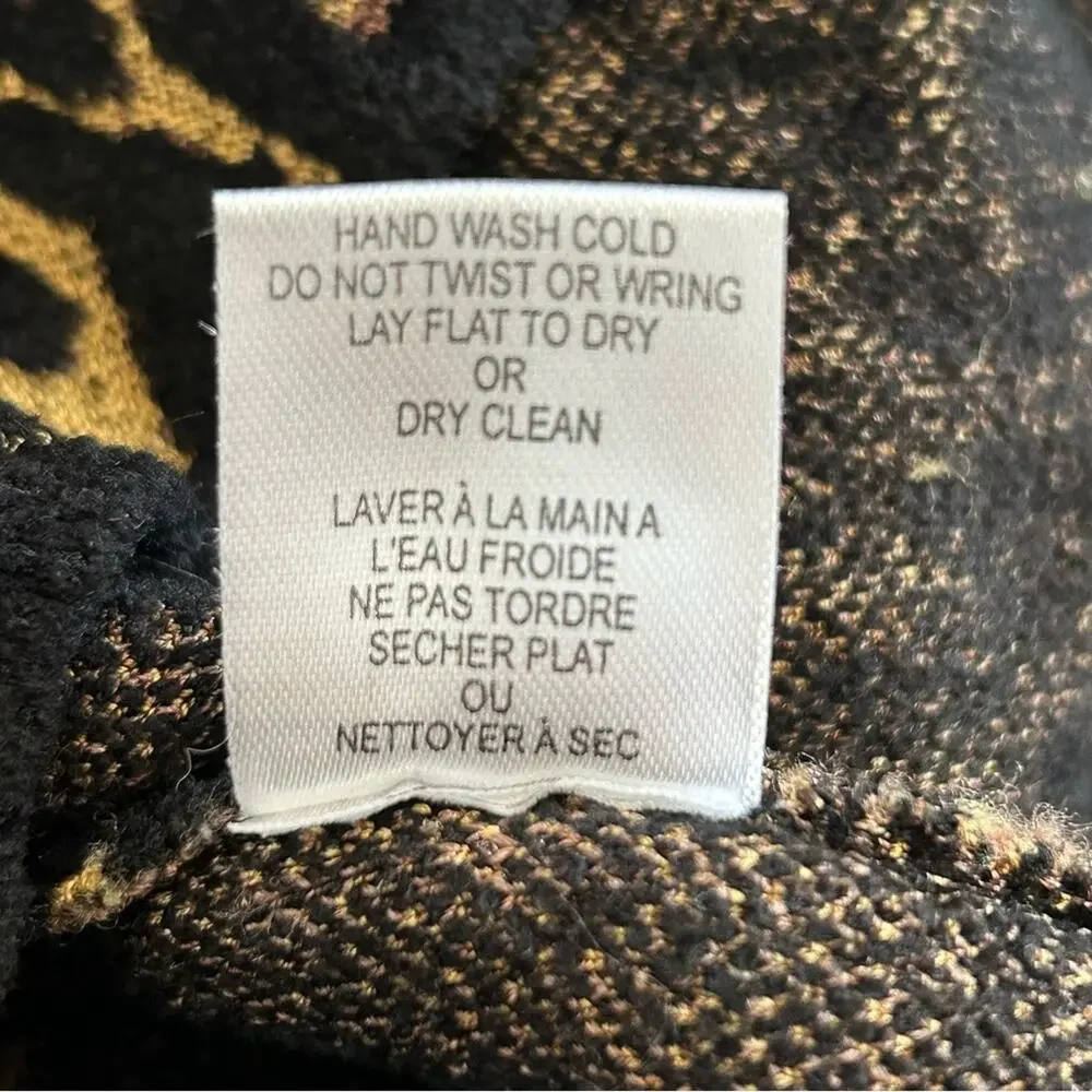 Ronny Kobo Dahlia Leopard Animal Turtleneck Pullover Sweater X-Small
